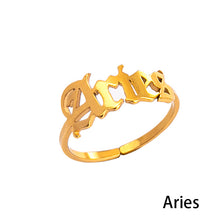 Load image into Gallery viewer, 12 Constellation Horoscope Letter Stainless Steel Rings For Women