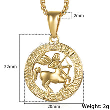 Load image into Gallery viewer, Men&#39;s Women&#39;s 12 Horoscope Zodiac Sign Gold Pendant Necklace