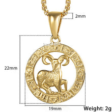 Load image into Gallery viewer, Men&#39;s Women&#39;s 12 Horoscope Zodiac Sign Gold Pendant Necklace