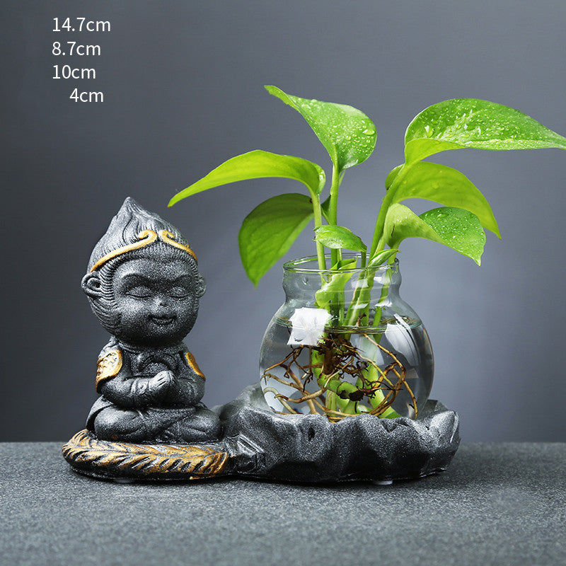 Glass Transparent Water Cultivation Green Dish Ware Flower Pot