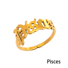 Load image into Gallery viewer, 12 Constellation Horoscope Letter Stainless Steel Rings For Women