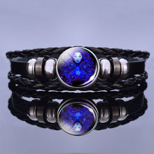 Load image into Gallery viewer, Luminous Twelve Constellation Couple Bracelet Imitation Black Leather Bracelet