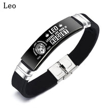 Load image into Gallery viewer, Black 12 Constellation Zodiac Sign ID Bracelets Bangles For Women Men