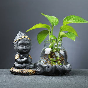 Glass Transparent Water Cultivation Green Dish Ware Flower Pot