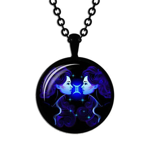 Zodiac Necklace Glass Horoscope Pendant