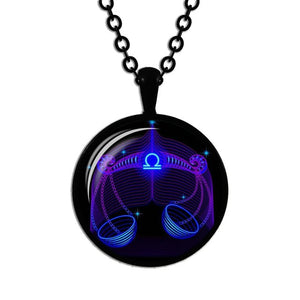 Zodiac Necklace Glass Horoscope Pendant