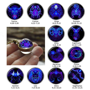 Zodiac Necklace Pendant Zodiac Glass Ball Horoscope